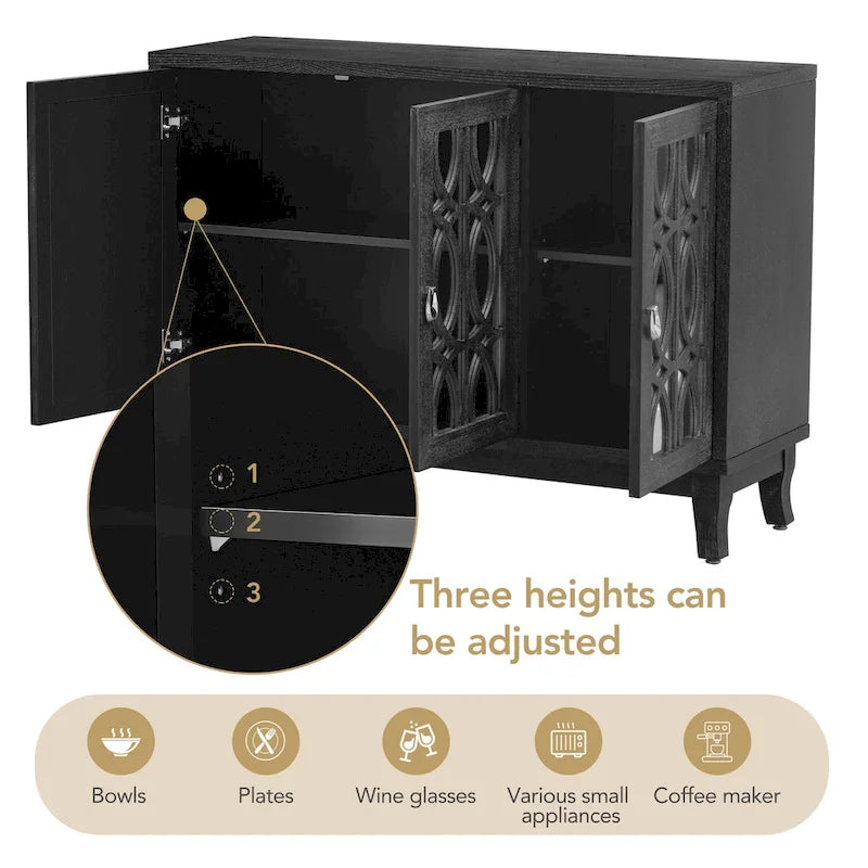 Credenza con mobile buffet a 3 ante a specchio