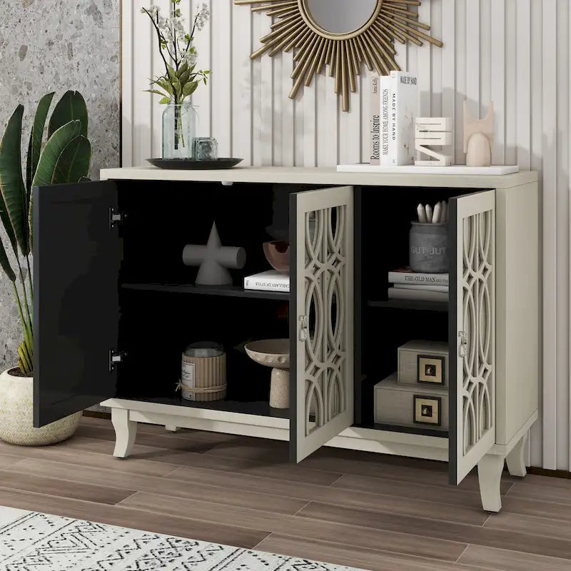 Credenza con mobile buffet a 3 ante a specchio