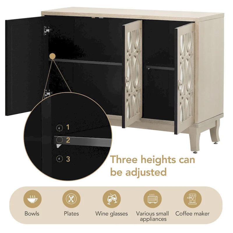 Credenza con mobile buffet a 3 ante a specchio