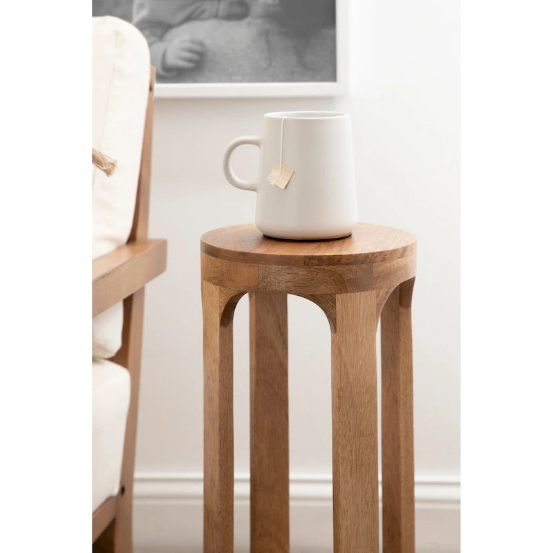Wood Drink Table, Sturdy Solid Wood Accent Table, Perfect for Holding Drinks & Decor
