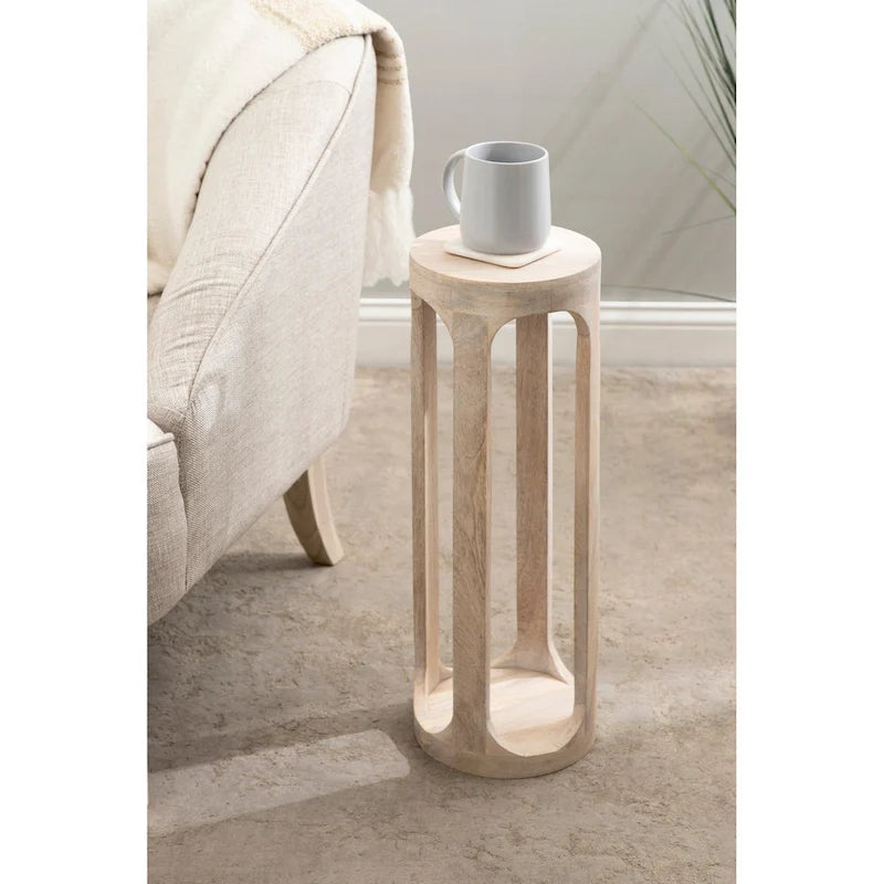 Wood Drink Table, Sturdy Solid Wood Accent Table, Perfect for Holding Drinks & Decor