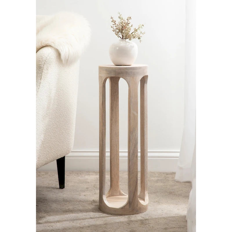 Wood Drink Table, Sturdy Solid Wood Accent Table, Perfect for Holding Drinks & Decor