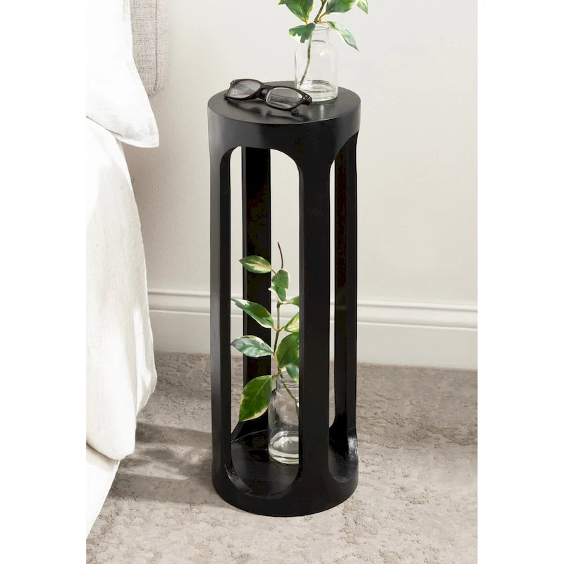 Wood Drink Table, Sturdy Solid Wood Accent Table, Perfect for Holding Drinks & Decor