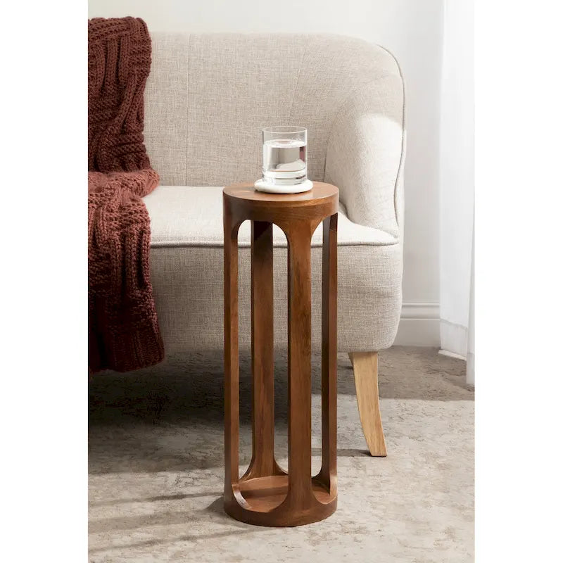 Wood Drink Table, Sturdy Solid Wood Accent Table, Perfect for Holding Drinks & Decor