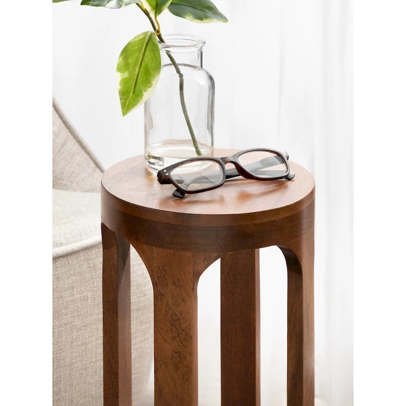 Wood Drink Table, Sturdy Solid Wood Accent Table, Perfect for Holding Drinks & Decor