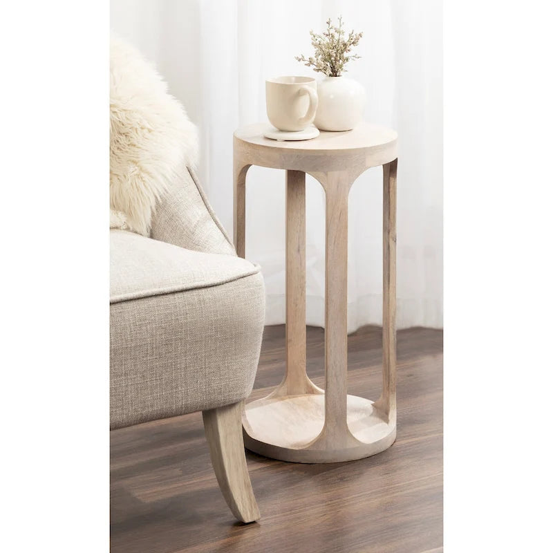 Wood Drink Table, Sturdy Solid Wood Accent Table, Perfect for Holding Drinks & Decor