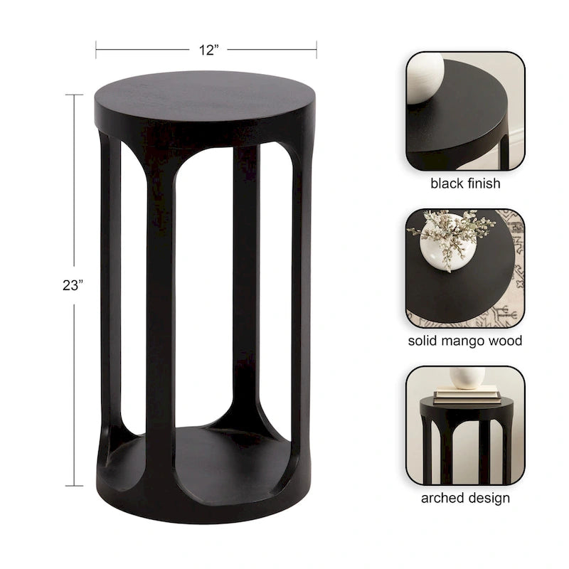 Wood Drink Table, Sturdy Solid Wood Accent Table, Perfect for Holding Drinks & Decor