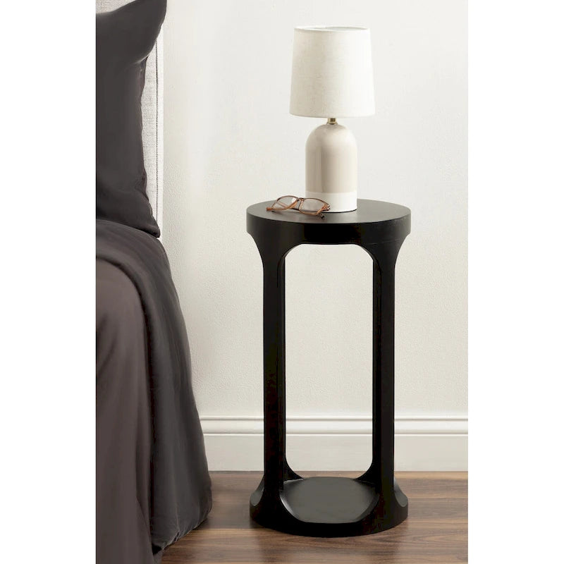 Wood Drink Table, Sturdy Solid Wood Accent Table, Perfect for Holding Drinks & Decor