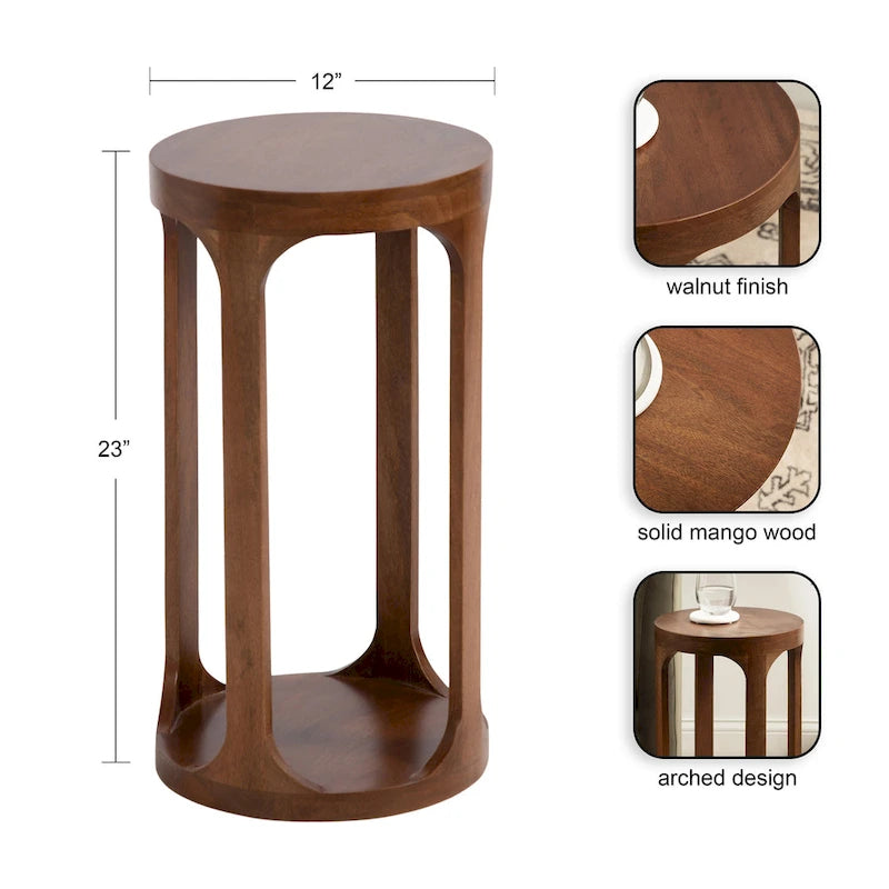 Wood Drink Table, Sturdy Solid Wood Accent Table, Perfect for Holding Drinks & Decor