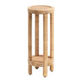 Rattan Drink Table, Boho Small Side Table, Compact Design for Sofa & Patio Corner