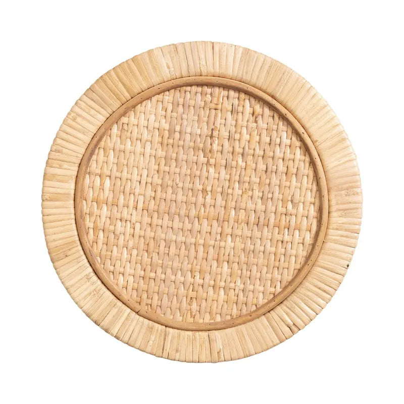 Rattan Drink Table, Boho Small Side Table, Compact Design for Sofa & Patio Corner