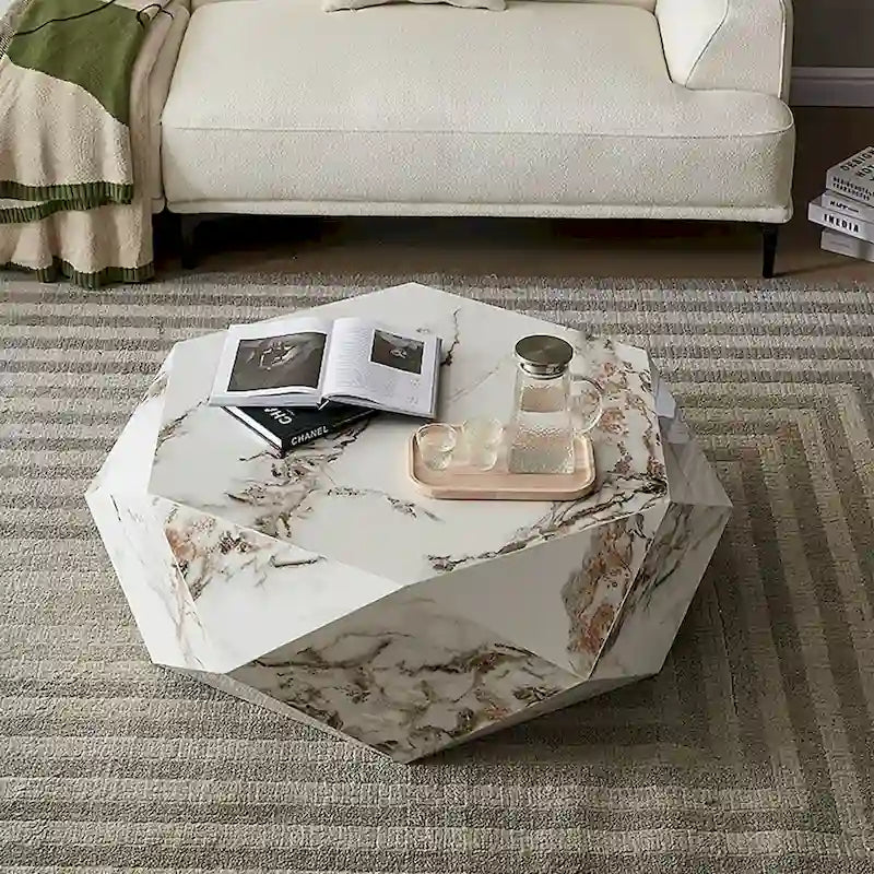Tavolino da salotto moderno bianco effetto marmo - 43.3