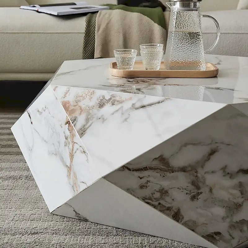 Tavolino da salotto moderno bianco effetto marmo - 43.3