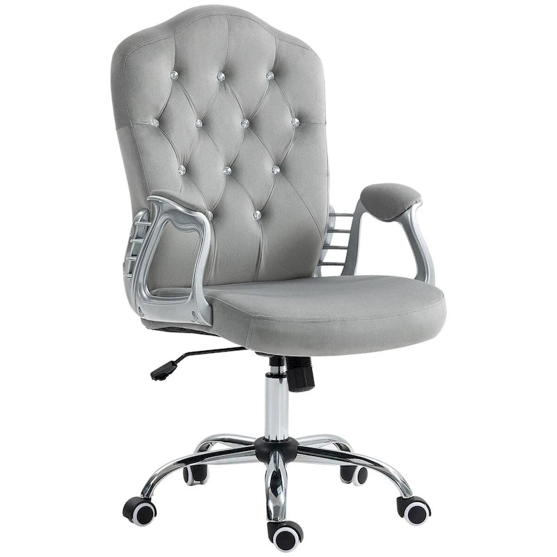 Home Office Chair,Velvet Computer Chair,Button Tufted Desk Chair with Swivel Wheels,Adjustable Height,and Tilt Function