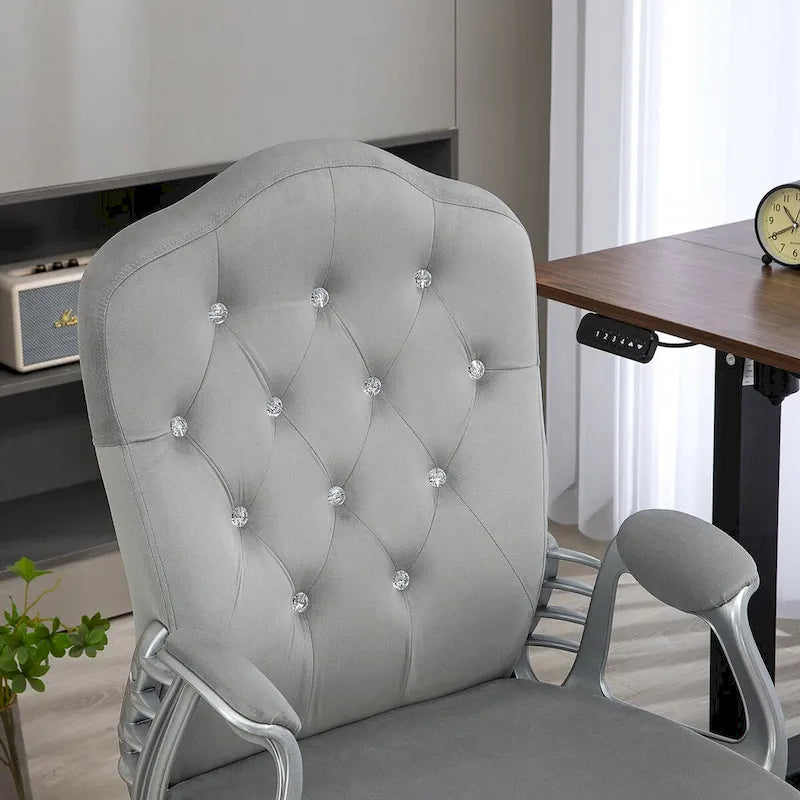 Home Office Chair,Velvet Computer Chair,Button Tufted Desk Chair with Swivel Wheels,Adjustable Height,and Tilt Function