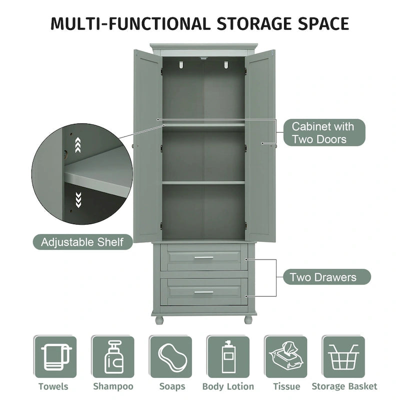 Tall Storage Cabinet with Drawers for Bathroom/Office
