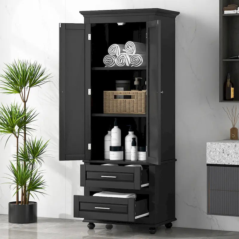 Tall Storage Cabinet with Drawers for Bathroom/Office