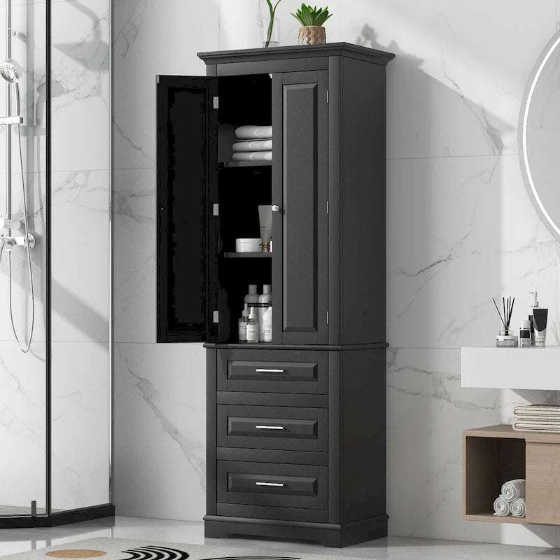 Tall Storage Cabinet with Drawers for Bathroom/Office