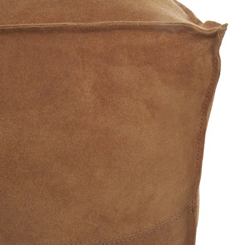 Leather Low Profile Square Pouf with Patchwork Design - Brown, Gray or Dark Brown