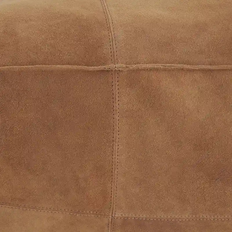 Leather Low Profile Square Pouf with Patchwork Design - Brown, Gray or Dark Brown