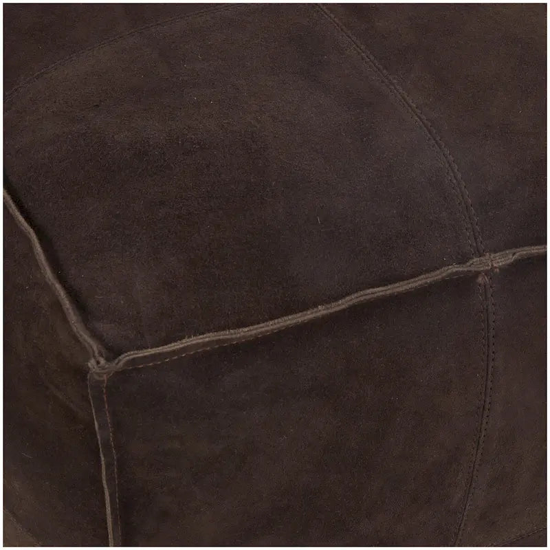 Leather Low Profile Square Pouf with Patchwork Design - Brown, Gray or Dark Brown