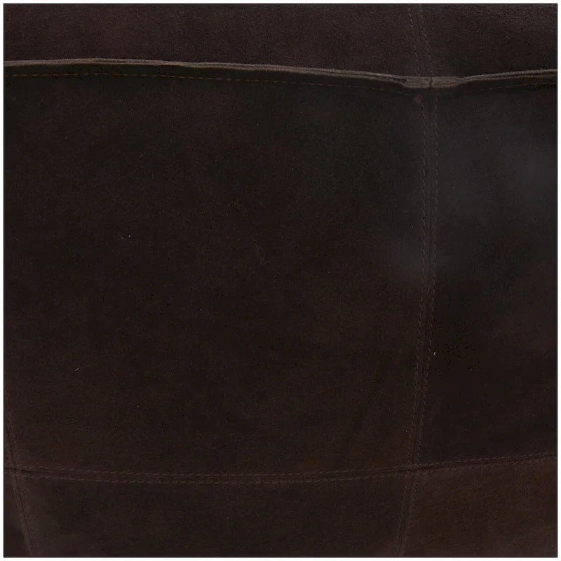 Leather Low Profile Square Pouf with Patchwork Design - Brown, Gray or Dark Brown