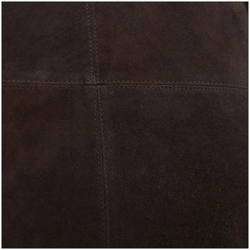 Leather Low Profile Square Pouf with Patchwork Design - Brown, Gray or Dark Brown