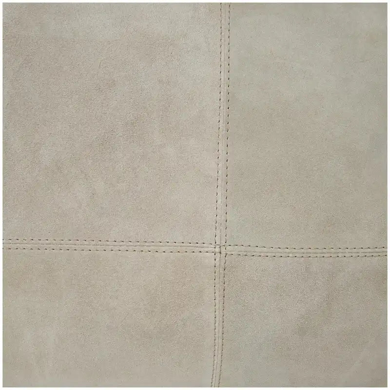 Leather Low Profile Square Pouf with Patchwork Design - Brown, Gray or Dark Brown