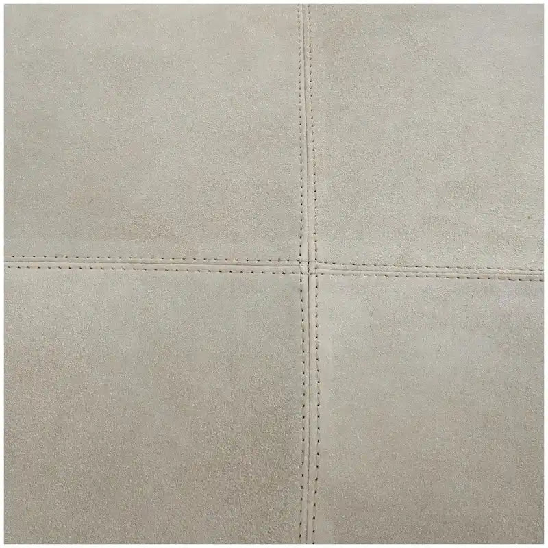 Leather Low Profile Square Pouf with Patchwork Design - Brown, Gray or Dark Brown