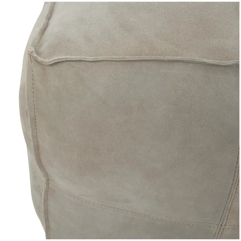 Leather Low Profile Square Pouf with Patchwork Design - Brown, Gray or Dark Brown
